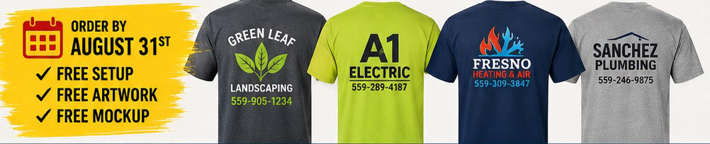 Order by August 31st - Free Setup, Artwork, Mockup - Customer Shirt Examples
